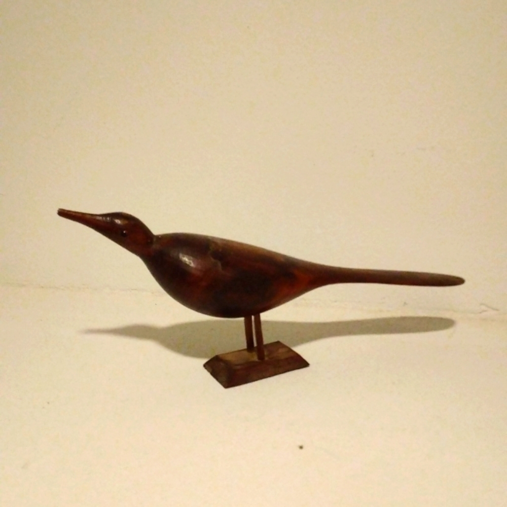 Artisan Hand Carved Rosewood Sandpiper Mid Century Modern Home Decor